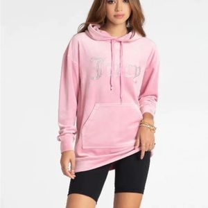 Juicy Couture Big Bling Velour Hoodie Dress pink
